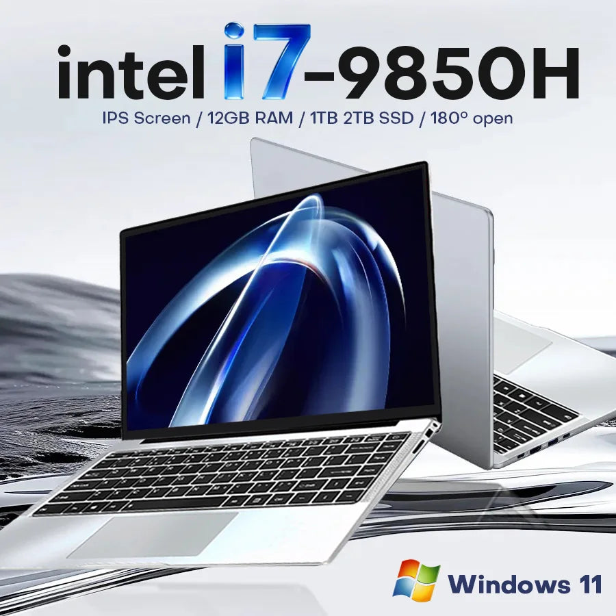 14.1 inch Portable Laptop Computer Intel Core i7-9850H/Atom A3950 Notebook 12GB RAM 1TB M.2 SSD Windows 11 Office Study Computer