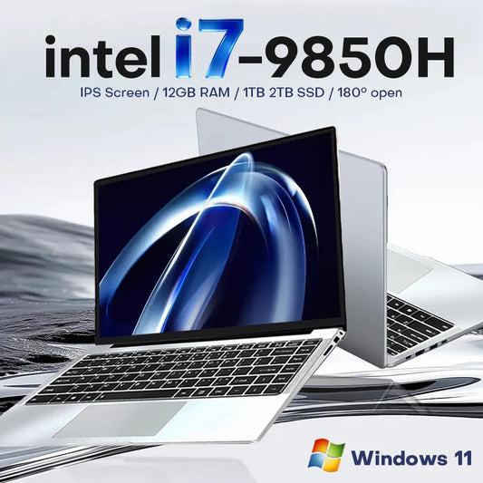 14.1 inch Portable Laptop Computer Intel Core i7-9850H/Atom A3950 Notebook 12GB RAM 1TB M.2 SSD Windows 11 Office Study Computer