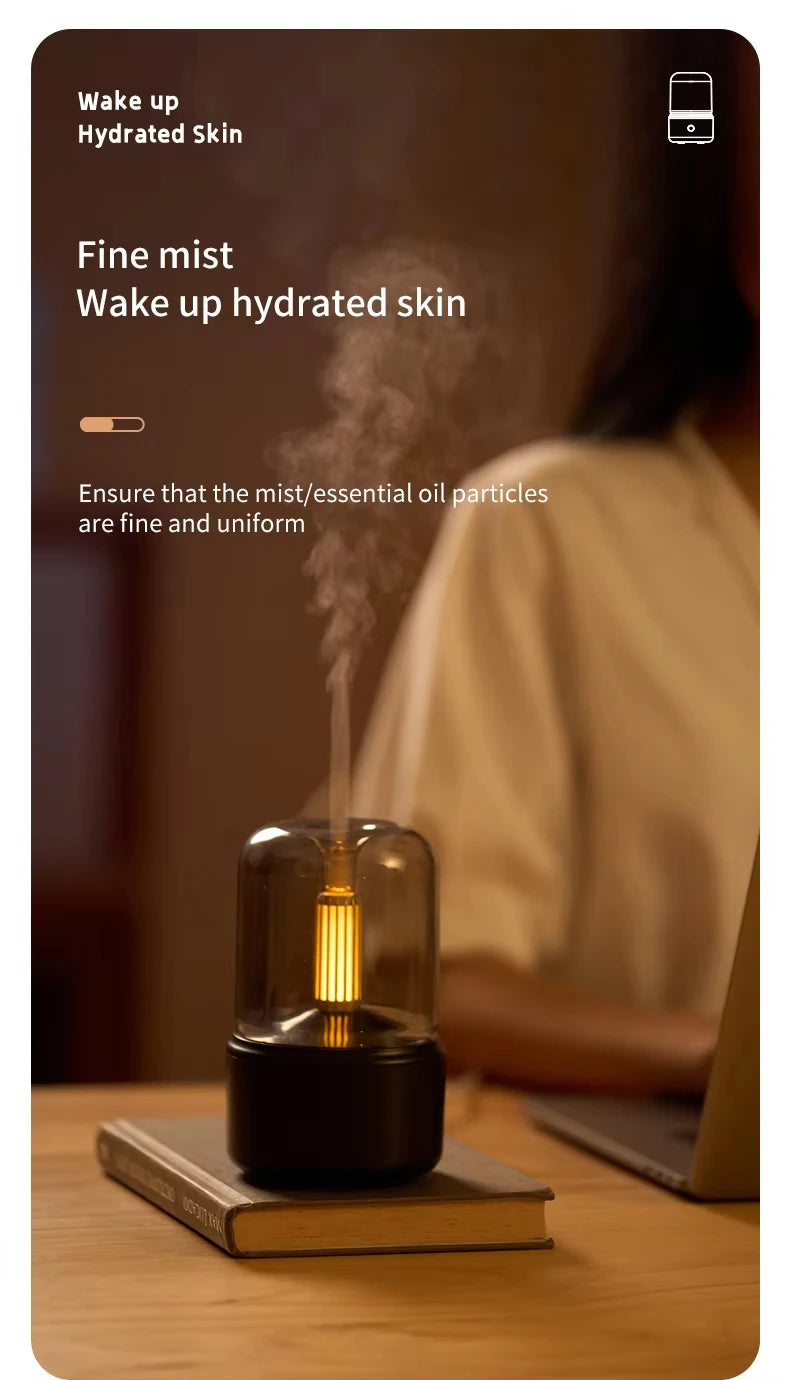 Mini Aroma Diffuser Home Portable USB Plug Air Humidifier Essential Oil Night Light Candlelight Sprayer for Gift Bedroom