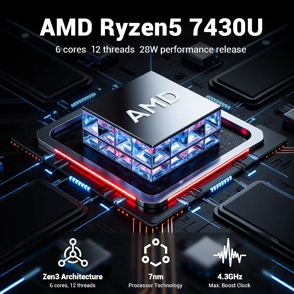 Firebat AS1 Laptop AMD Ryzen5 7430U 16GB DDR4 3200Mhz 512GB SSD 15.6 Inch IPS Windows 11  Notebook Type-C WIFI6 Full-size Keyboard