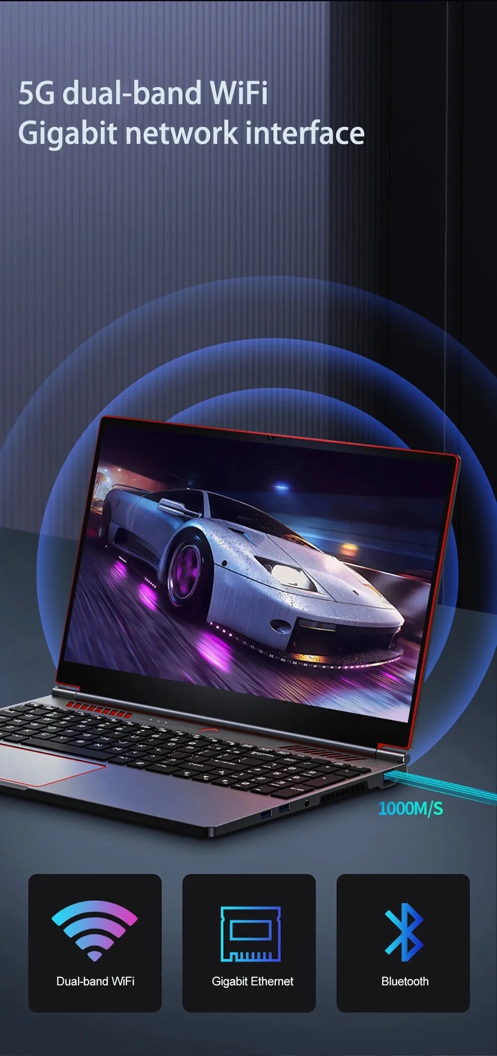 YSJMNPC Gaming Laptop Computer Intel Core i7-8750H GTX1650 4G 16.1 Inch IPS Screen144Hz RAM Max 64GB 2*DDR4 2*M.2 NVMe Windows11