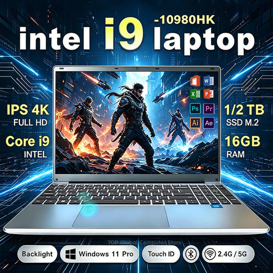 15.6"Laptop Intel Core i9 10980HK Fingerprint Unlock Windows 11 Gamer PC 16GB RAM Computer 1TB 2TB SSD Keyboard Backlight 10980P
