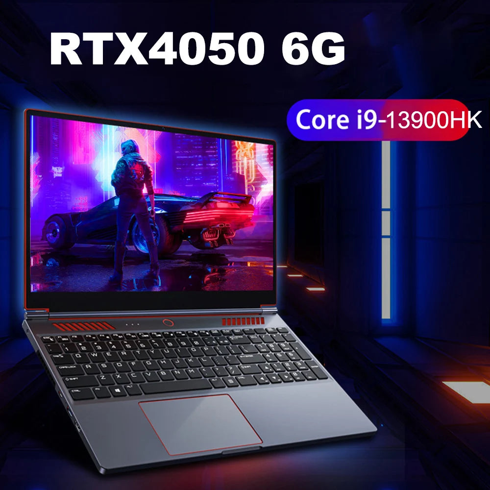 16Inch Gaming Laptop Computer Notebook RTX4050 6G Intel Core i9-13900HK Windows11 RAM Max 64GB DDR5 2*M.2 NVME 2TB SSD WiFi