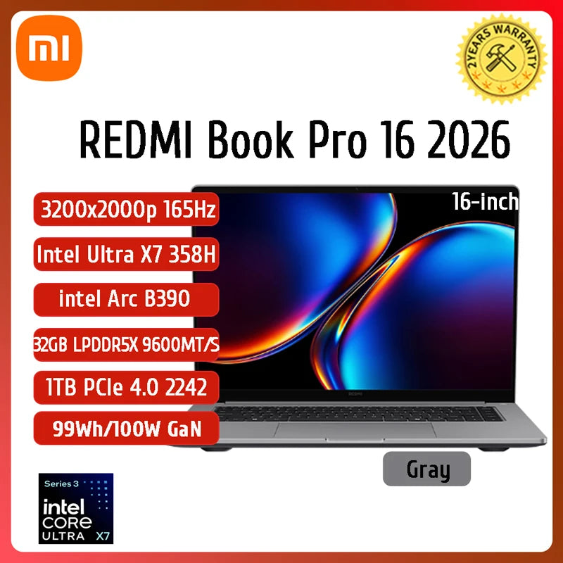 Xiaomi Laptop REDMI Book Pro 16 Ultra5-225H Ultra7-255H/32GB/1TB/3.1K/165Hz Grey