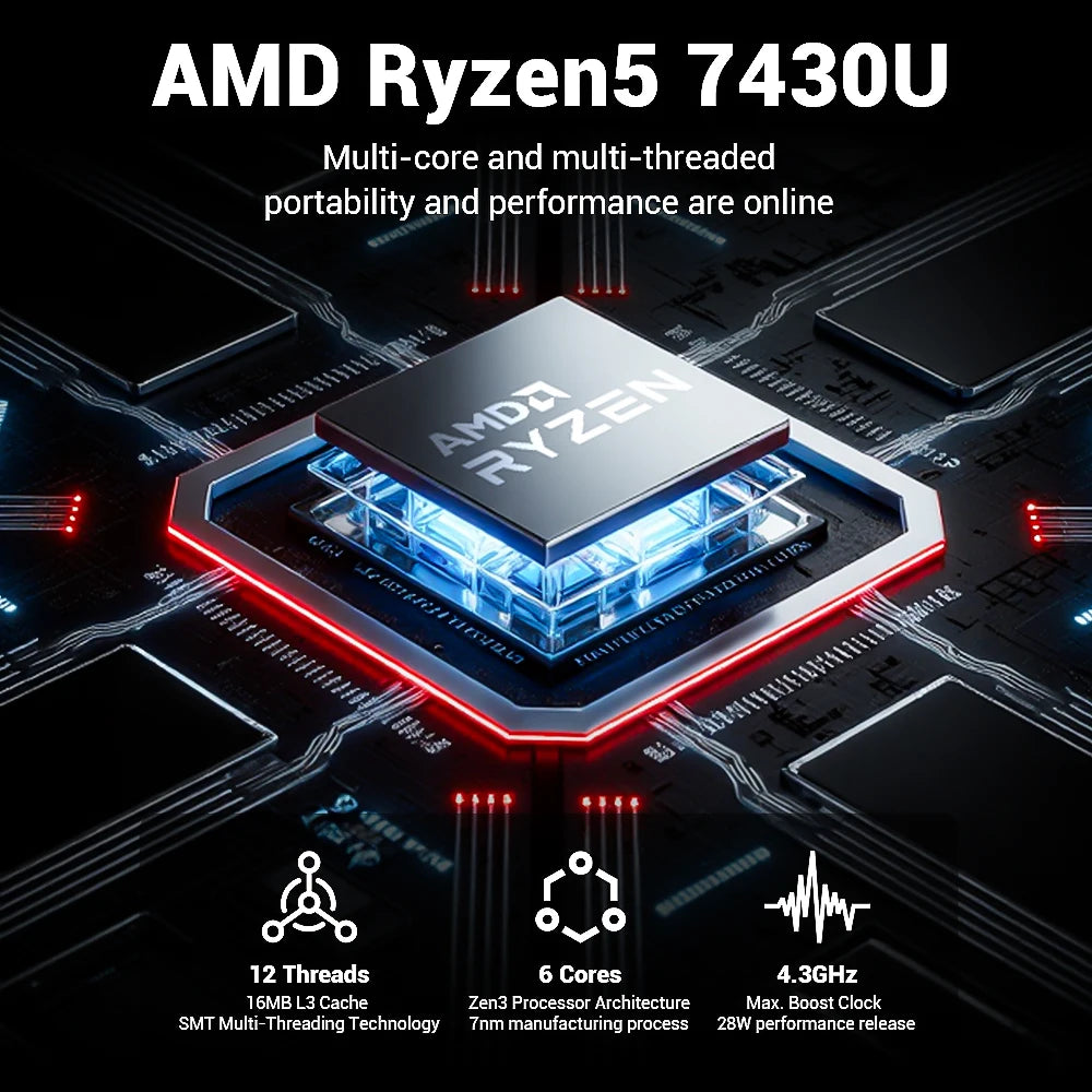 Firebat AS1 Laptop AMD Ryzen5 7430U 16GB DDR4 3200Mhz 512GB SSD 15.6 Inch IPS Windows 11  Notebook Type-C WIFI6 Full-size Keyboard