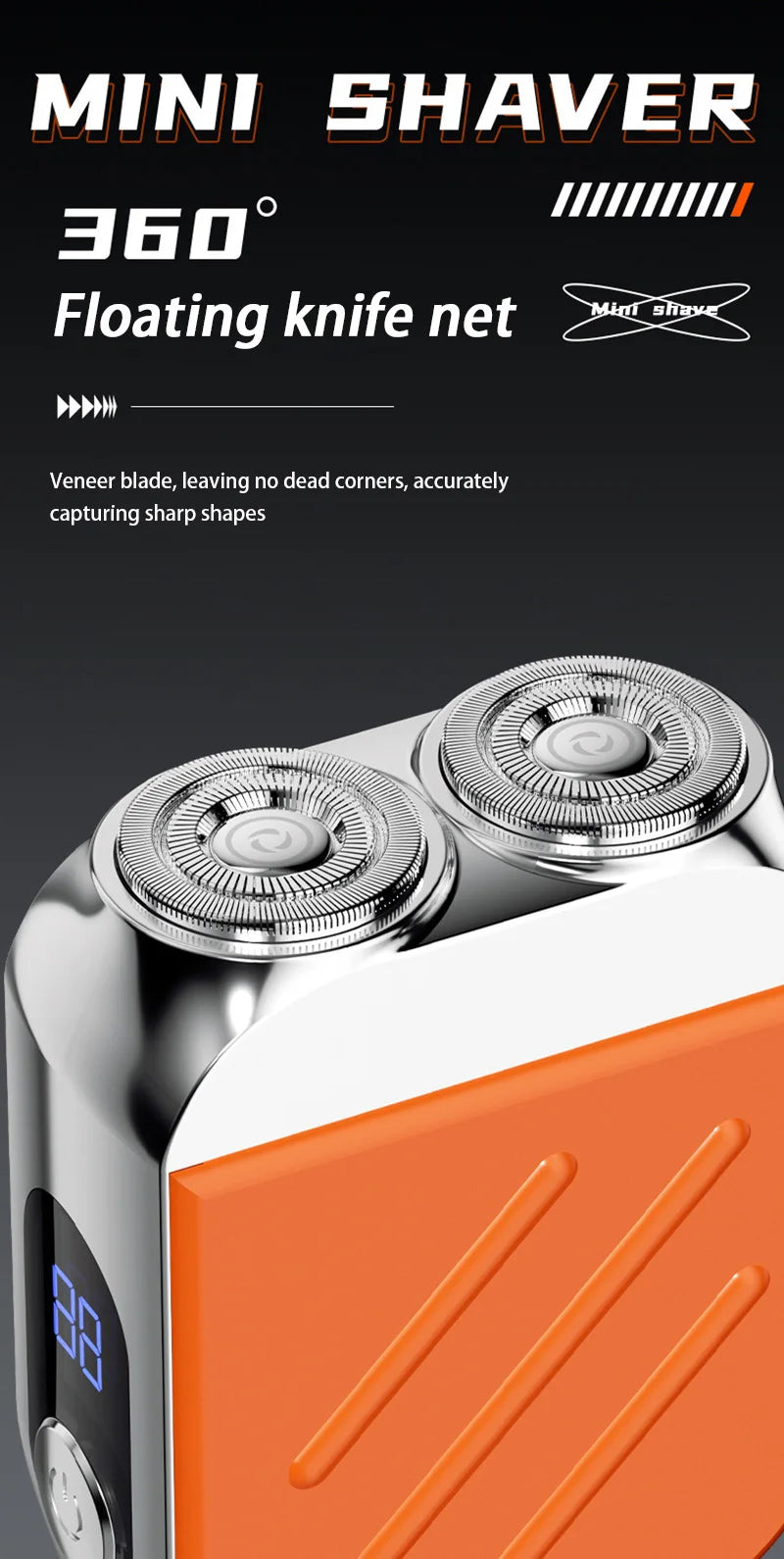 Electric Razor IPX7 Waterproof Mini Dual-head Magnetic Ultra-clean Shaving Portable Digital Display Electric Beard Shaver
