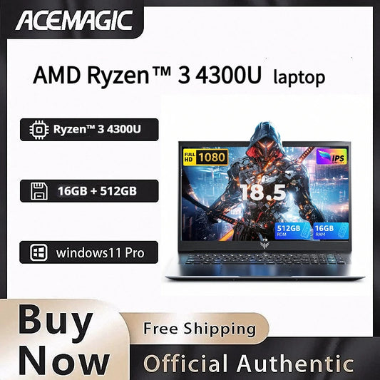 ACEMAGIC 18.5-Inch 4300U/N150 Business Laptop 16GB DDR4 512GB SSD 180° Opening 3.6GHz Long Battery Life Metal Shell WiFi 5 BT5