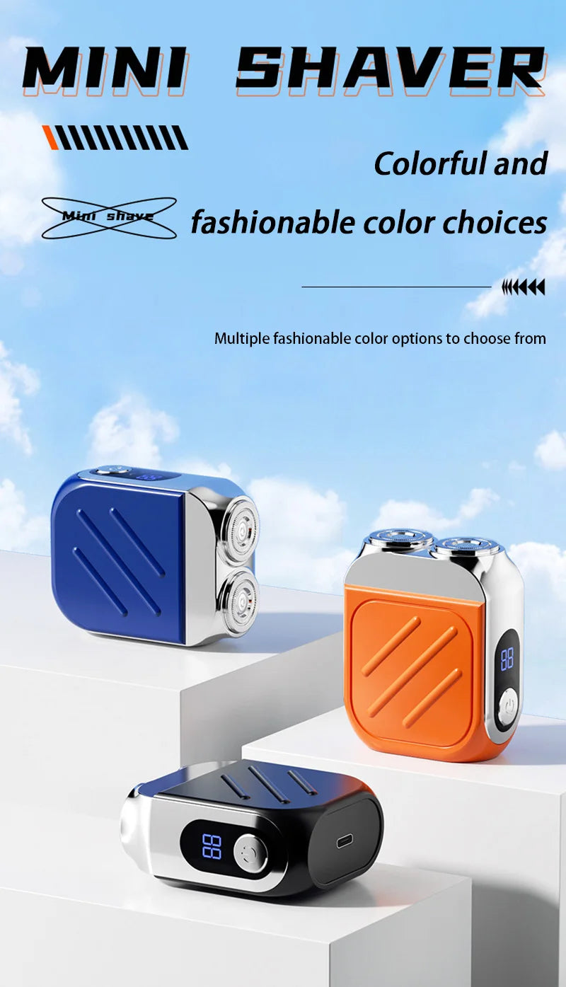 Electric Razor IPX7 Waterproof Mini Dual-head Magnetic Ultra-clean Shaving Portable Digital Display Electric Beard Shaver