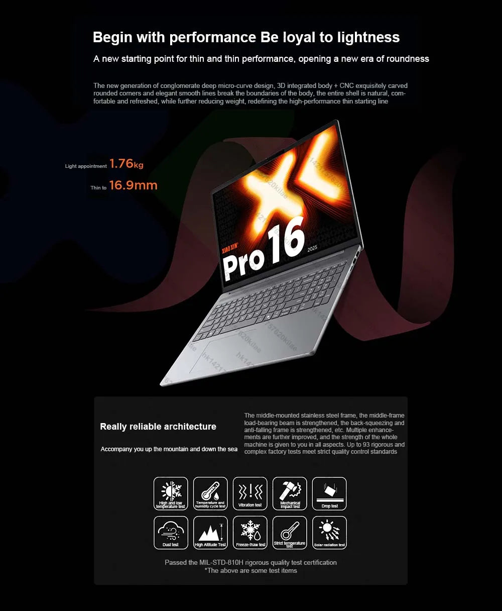 Lenovo NEW 2025 XiaoXin Pro 16 R7 H 255/AI 7H 350 24G/32G+1T 16-Inch 2.8K 120Hz OLED Screen