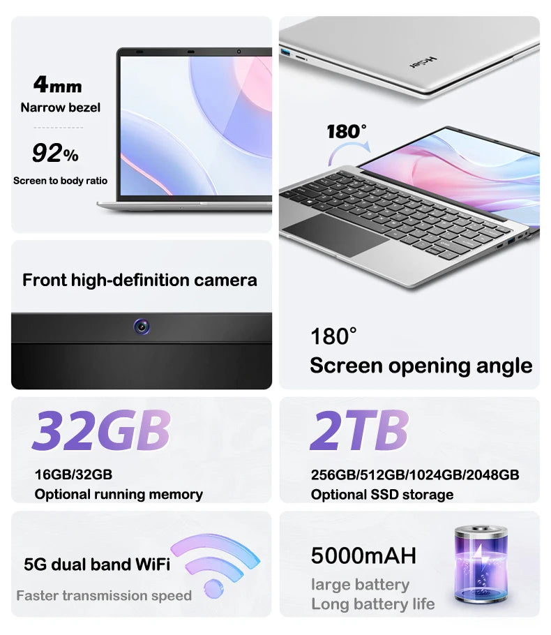 LENO 15.6" Laptop Intel Core i9 9900 32GB 1TB/2TB 1920*1080HD Windows 11 Gaming Computer PC Gamer office Ultra Slim Notebook