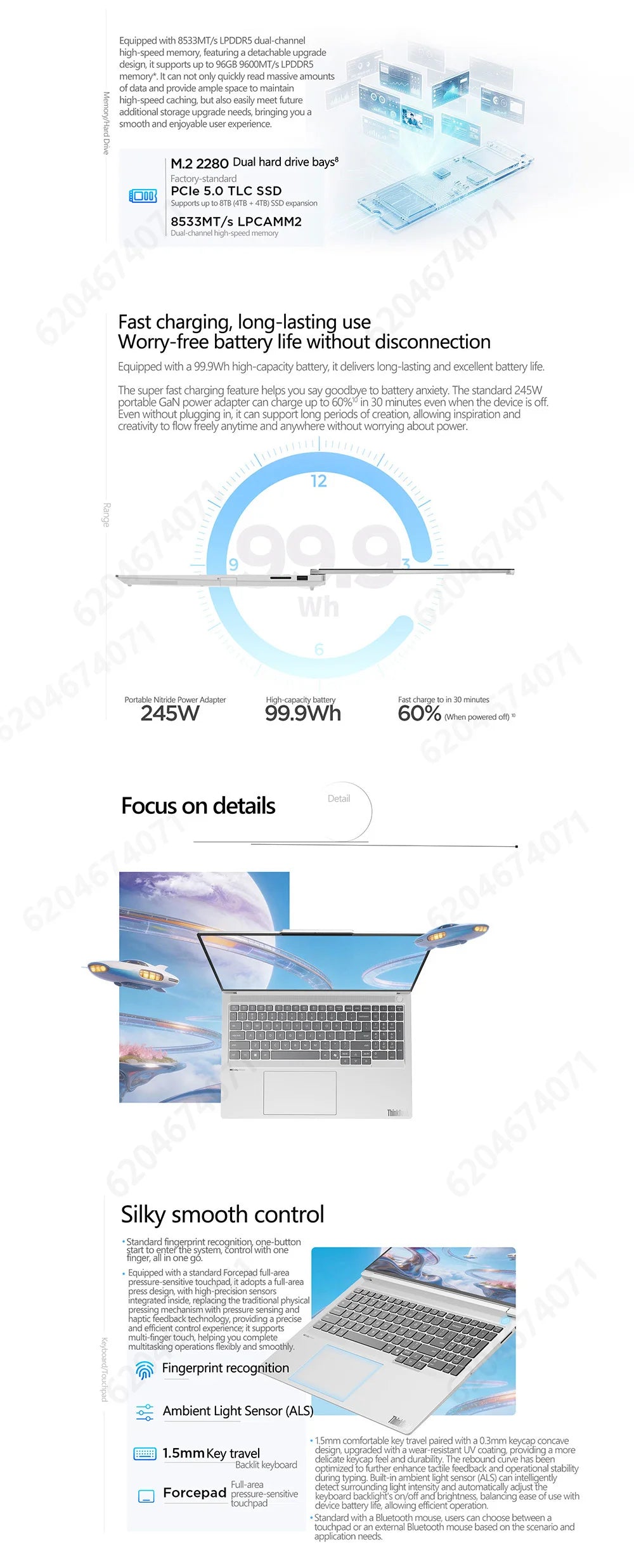 Lenovo Thinkbook16+ 2026 Ultra7 356H RTX5060 32GB 1TB 16'' 3.2K 165Hz White/Gray