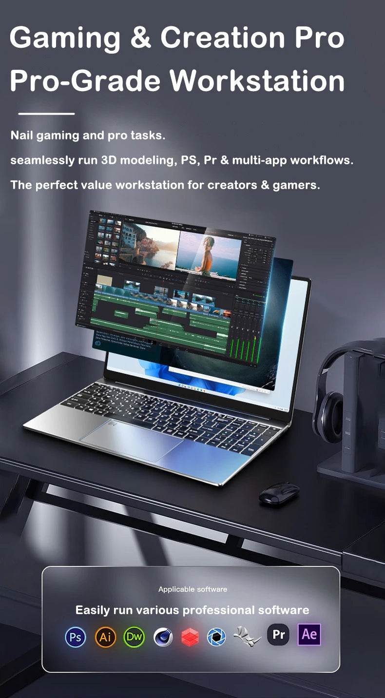 LENO New  Intel Core i9-9880H 15.6 " Laptop 32GB RAM 2TB SSD Ultra Slim Gaming Laptop 1920*1080 Windows 11 Office Study Home Use