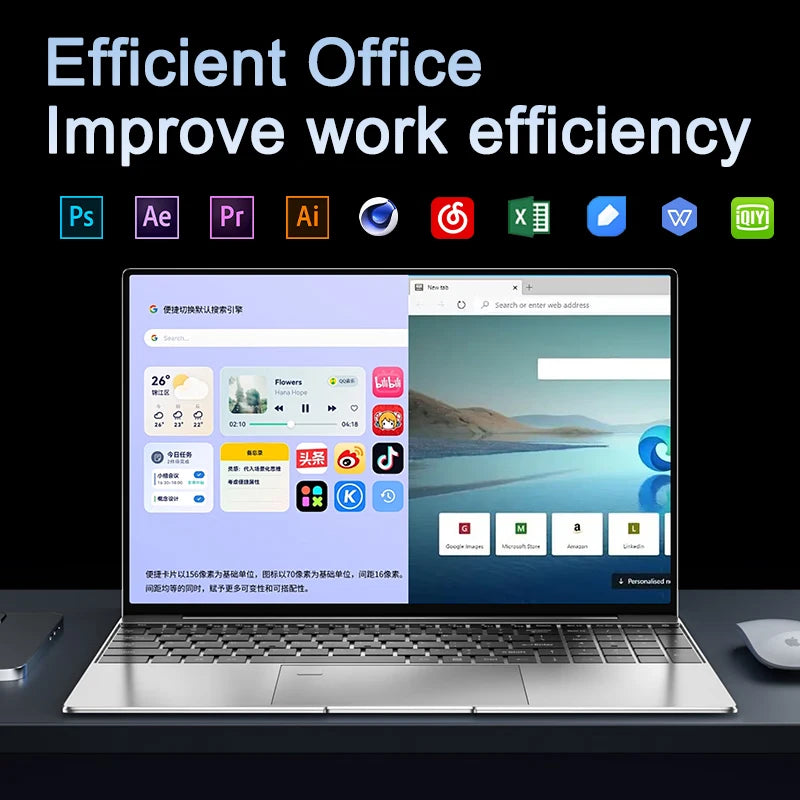 2026LENO 15.6 Inch Laptop Intel i9-9880H 32GB RAM 2TB SSD 1920*1080 FHD Display Windows 11 Gaming Office Study Portable Notebook