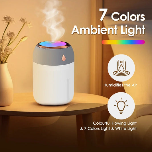 330/600ml Air Humidifier Double Spray Port Essential Oil Aromatherapy Diffuser Mute Atomizer Colorful Lights For Home Office Car