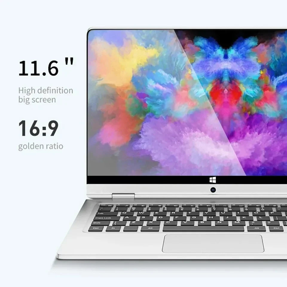 11.6-Inch 2-in-1 Touchscreen Intel Laptop Tablet Windows 11 Pro 8GB DDR4 RAM 128GB/256GB/512GB SSD  Portable Study Computer