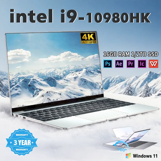 NEW Intel Core i9-10980HK laptop 16GB RAM 1/2TB SSD Portable laptops 14.1-inch Windows 11 Por Notebook computer Office Gaming