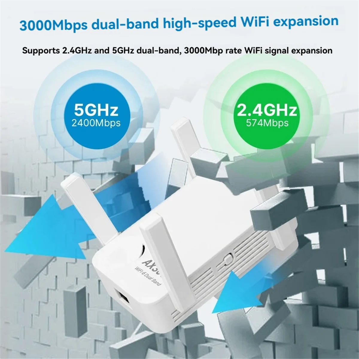 N18R AX3000 WiFi Repeater Dual Band 2.4Ghz/5GHz Wireless WiFi Extender Wi-Fi Signal Amplifier Wireless AP Transmit US Plug