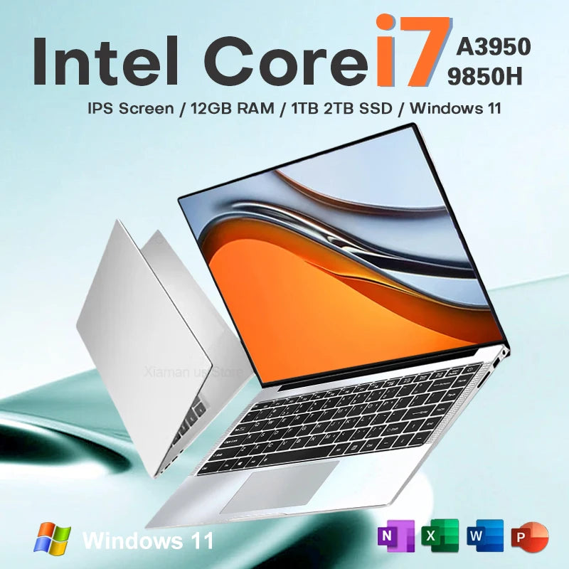 Portable 14.1" Laptop Computer Intel Core i7-9850H/Atom A3950 Office Study Computer 12GB RAM 1TB SSD Windows 11 Pro Notebook PC