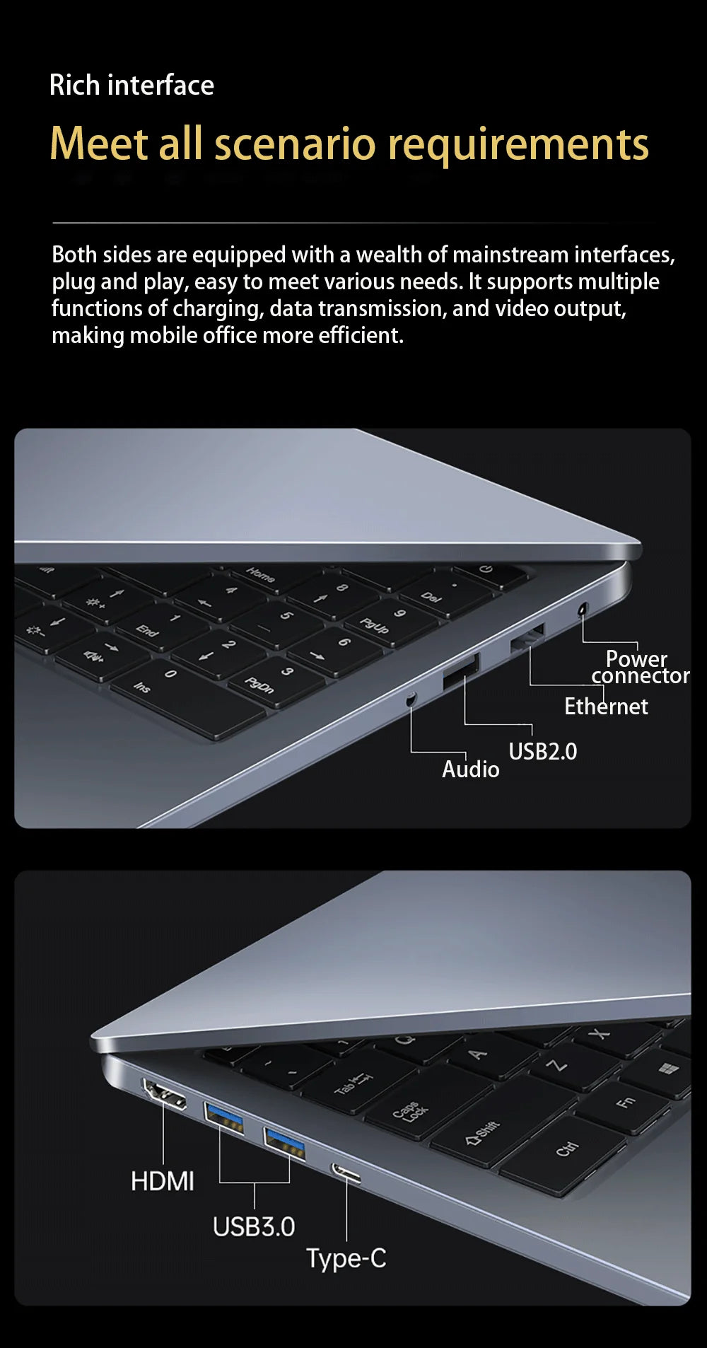 15.6 Inch Laptop Intel Core i9-12900H/i7-1255U Windows 11 Por 2*DDR4 64GB 2*M.2 2TB SSD Ultrabook Computer Fingerprint Unlock