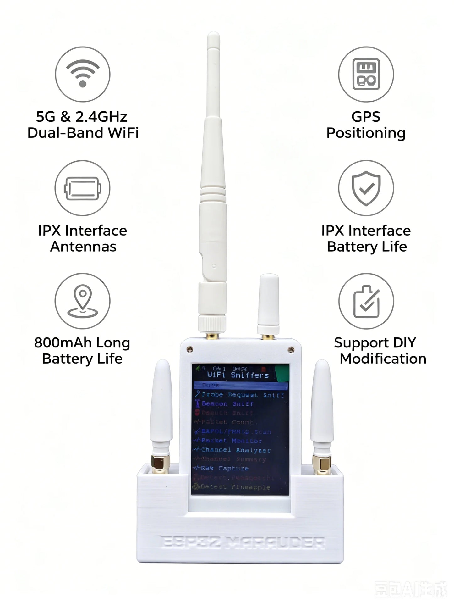 Portable FLIPPER ZERO All‑in‑One 5G Development Board 2.4G/5G WiFi Bluetooth 433MHz GPS 800mAh Battery