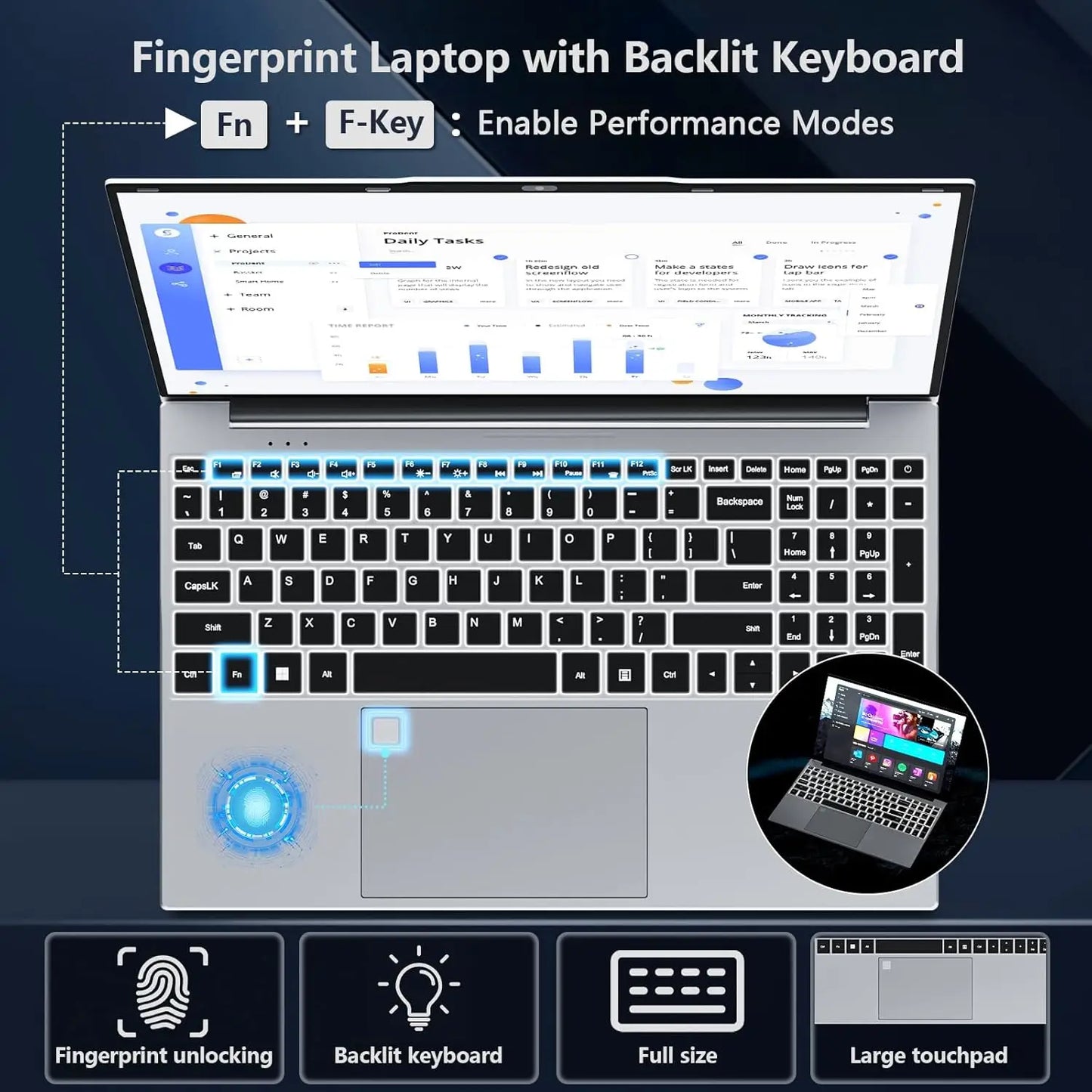 New 15.6" Laptop Computer Intel Core i9 10980HK/9900U Windows 11 PC Gamer 16GB RAM 1TB SSD Fingerprint Unlock Gaming Notebook PC