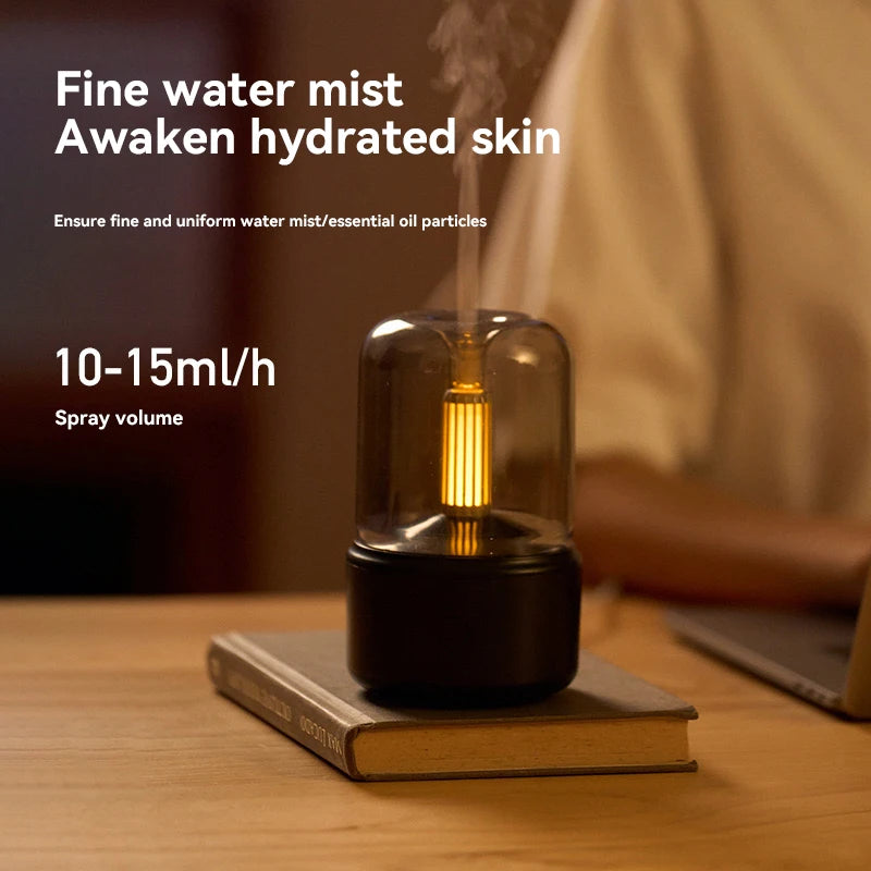 Mini Aroma Diffuser Home Portable USB Plug Air Humidifier Essential Oil Night Light Candlelight Sprayer for Gift Bedroom