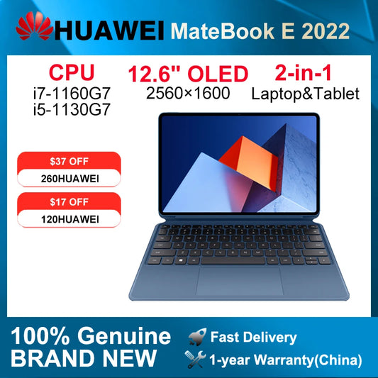 2022 HUAWEI MateBook E Tablet Mini Pc 12.6 Inch OLED Full Screen 2 In 1 Laptop i5/i7 8GB16GB 256GB/512GB  Windows 11 Notebook