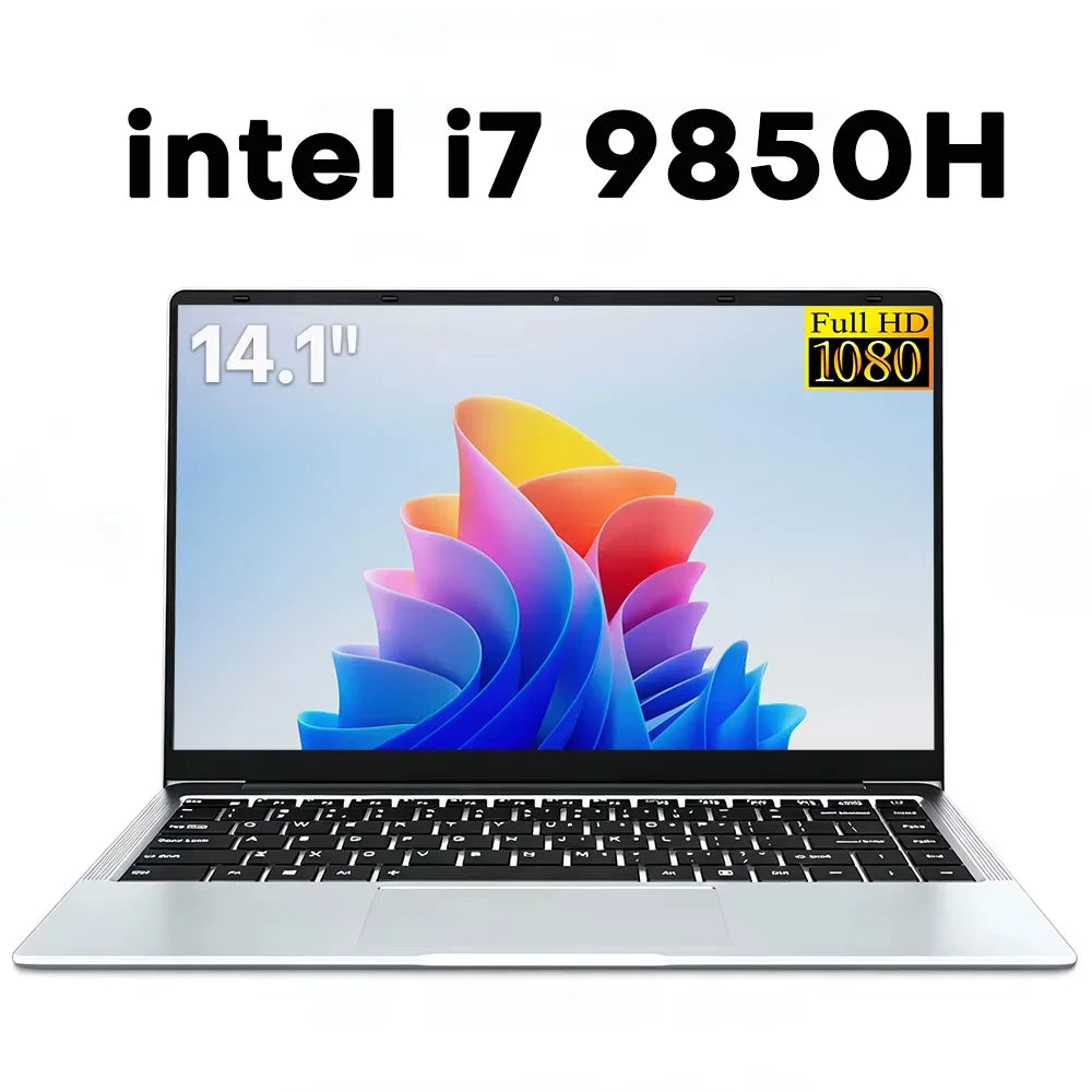 Portable 14.1" Laptop Computer Intel Core i7-9850H/Atom A3950 Office Study Computer 12GB RAM 1TB SSD Windows 11 Pro Notebook PC