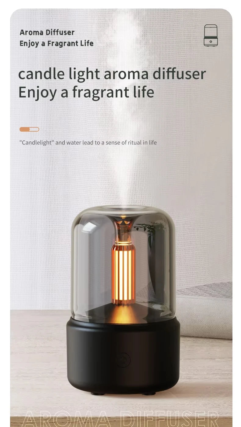 Mini Aroma Diffuser Home Portable USB Plug Air Humidifier Essential Oil Night Light Candlelight Sprayer for Gift Bedroom