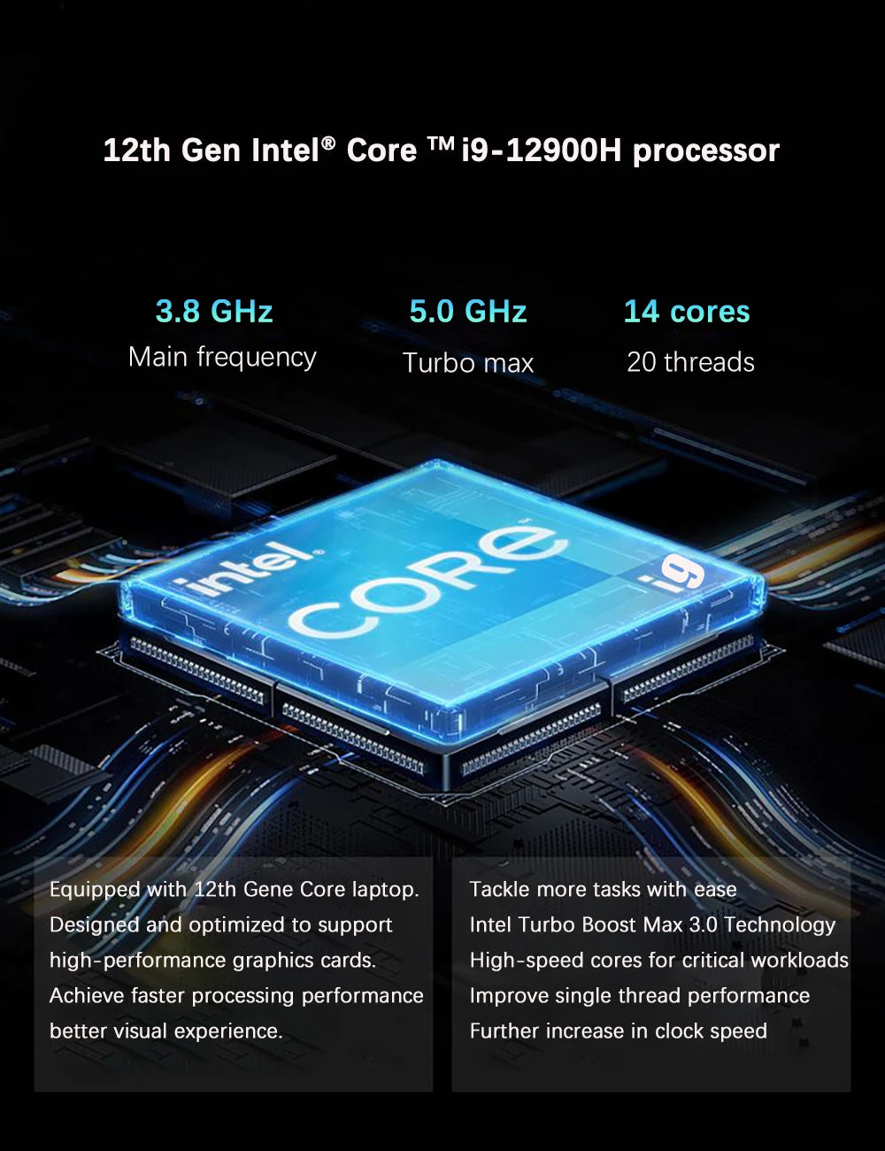 New 12th Gaming Laptop 16.1 Inch Intel i9-12900H NVIDIA RTX 3060 6G Windows11 2.5K IPS Screen 144Hz RGB Keyboard WIFI 6 BT5.2