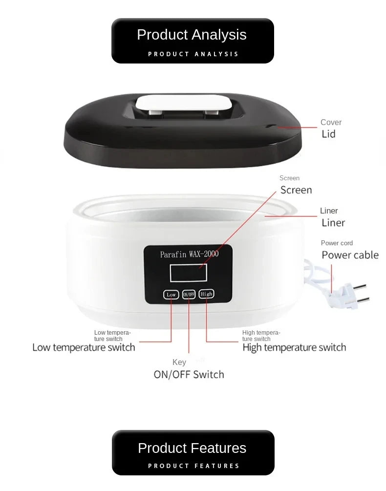110V 220V Professional Wax Heater with Adjustable Temperature and Large Capacity Beauty and Body Melting Wax Machine 200W