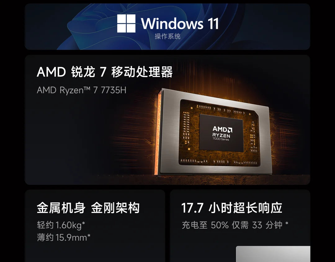 Xiaomi REDMI Book 16 2025 AMD R7-7735H 16GB+512GB 16inch FHD 60Hz Screen
