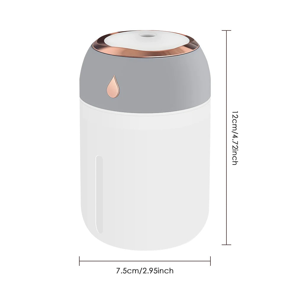 330/600ml Air Humidifier Double Spray Port Essential Oil Aromatherapy Diffuser Mute Atomizer Colorful Lights For Home Office Car
