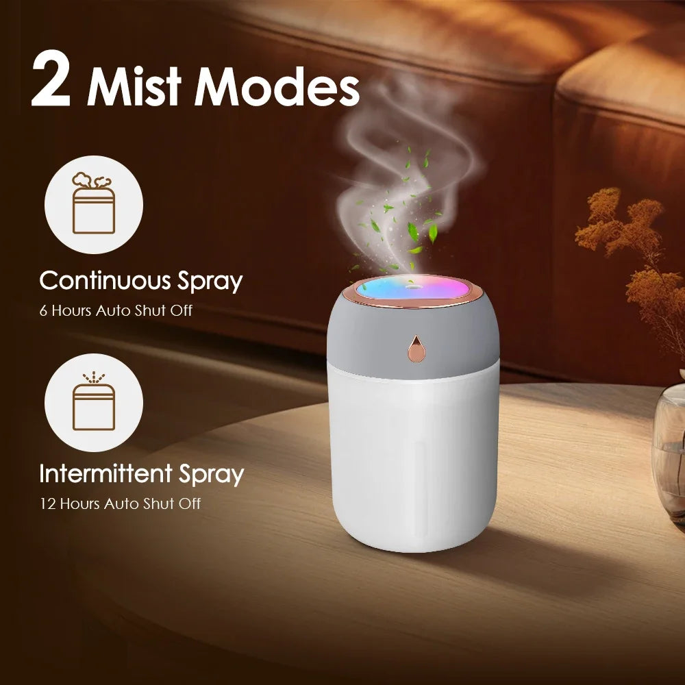 330/600ml Air Humidifier Double Spray Port Essential Oil Aromatherapy Diffuser Mute Atomizer Colorful Lights For Home Office Car